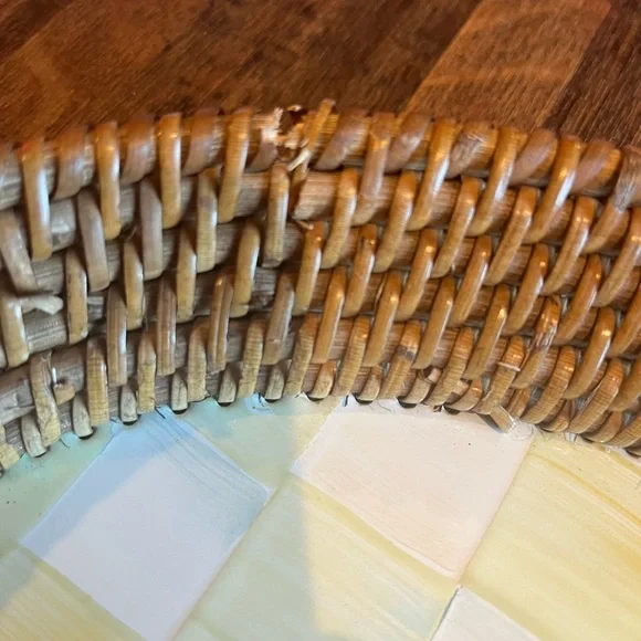 Mackenzie-Childs Woven Basket with Checkered Ceramic Base - Picture 4 of 8